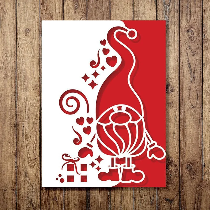 Christmas Gnome Border Invitation Metal Dies Stencil Template For DIY Scrapbooking Paper Album Gifts Cards Making New Dies 2021