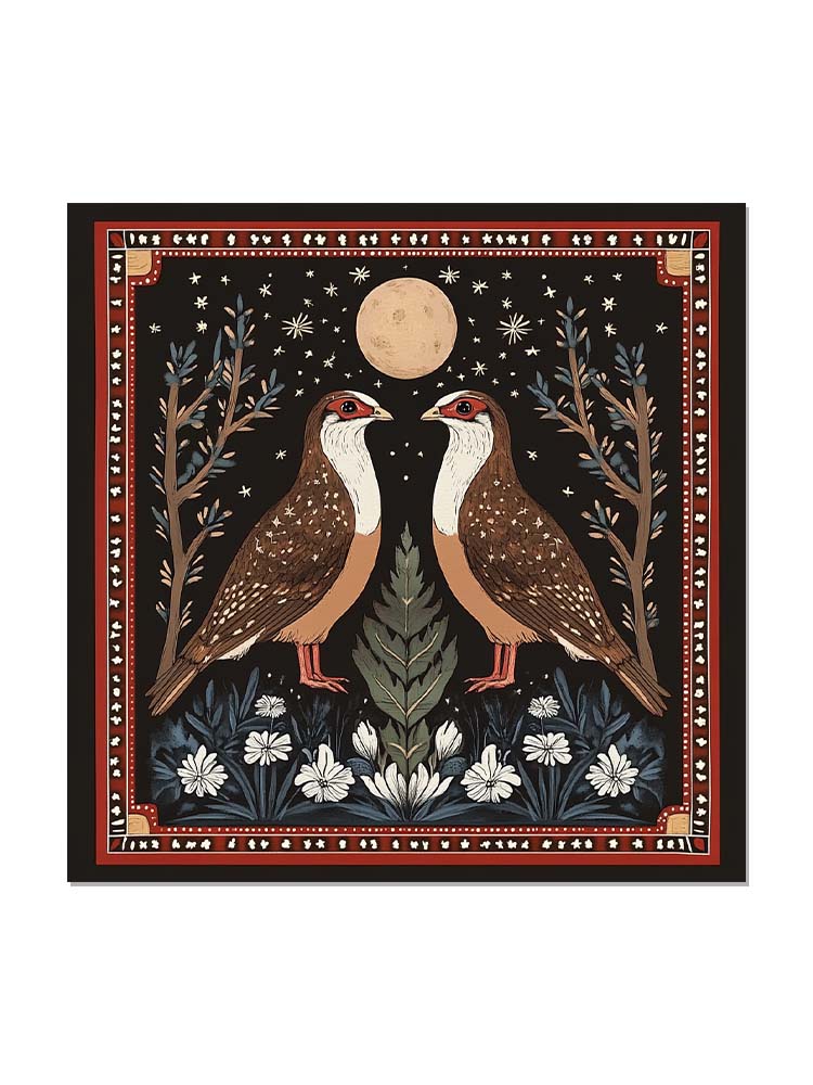 Two Quail In The Forest - Cotton Bandana