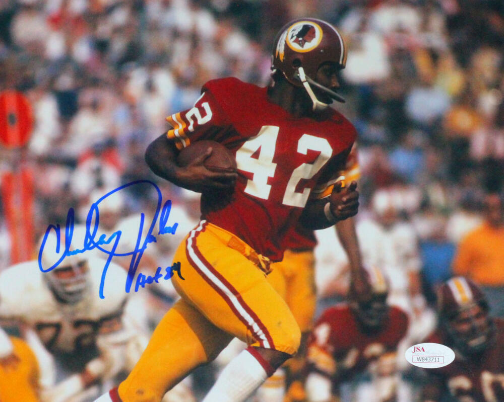 Charley Taylor Autographed Running With Ball 8x10 Photo Poster painting w/ HOF- JSA W *Blue *LH