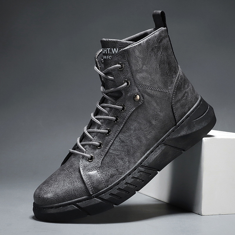 Yourtouchlock winter shoes for men Winter Men Lace-up Motorcycle Boots Dress Casual Comfort Chelsea Boot Zapatos Men Shoes Ankle Brogue Boots Black Platform Boots