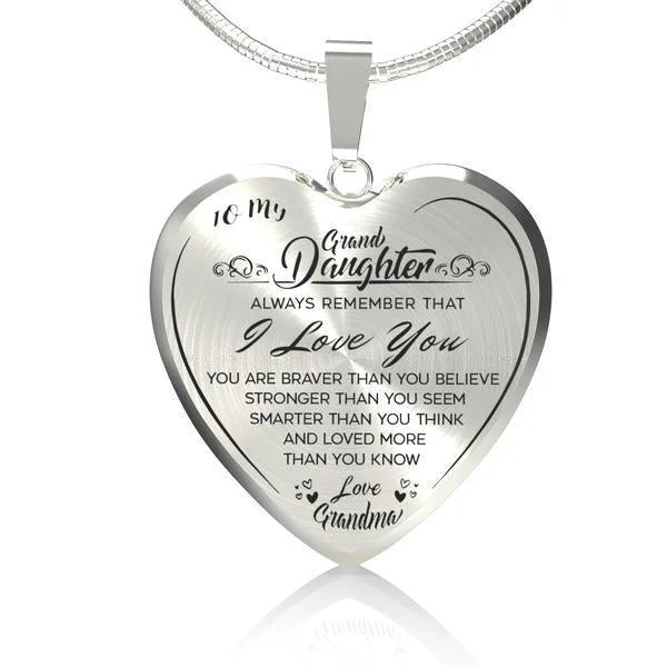 Mayoulove To My GrandDaughter (Love Grandma) Heart Necklace-Mayoulove