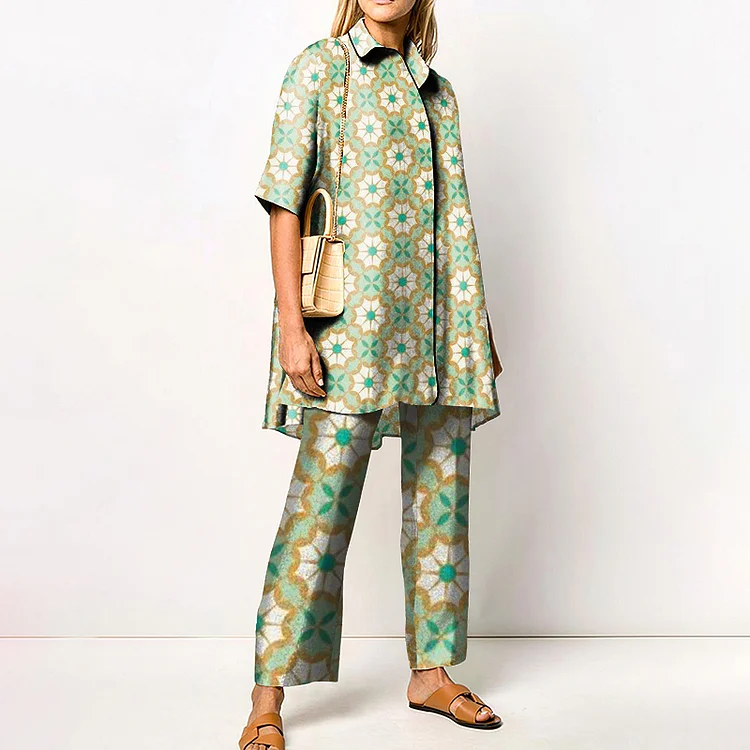 Floral Print Short Sleeve Two Piece Set