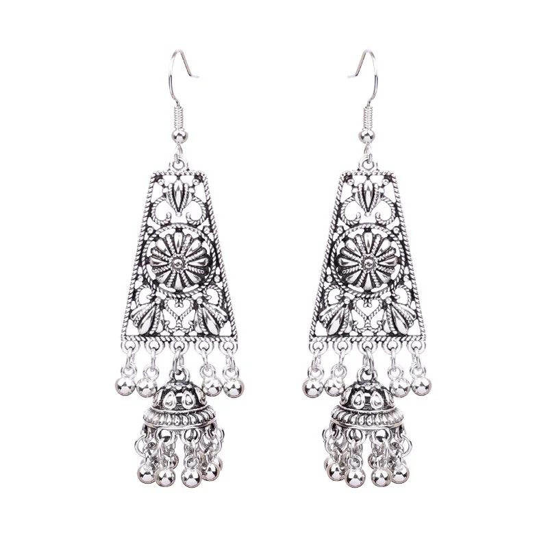 Women's Bohemian Hollow Tassel Rice Bead Earrings