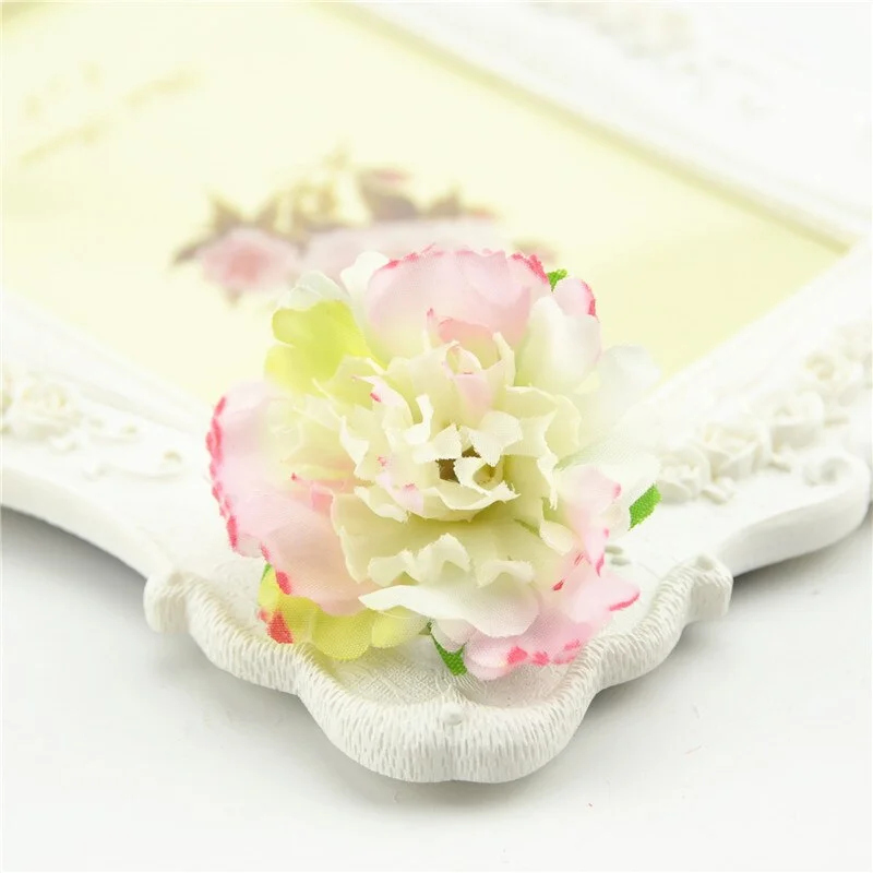 10pcs Cheap 4.5cm Mini Artificial Silk Flower Heads European Fall Vivid Peony For Wedding Home Decoration Chrismas Gift Crafts