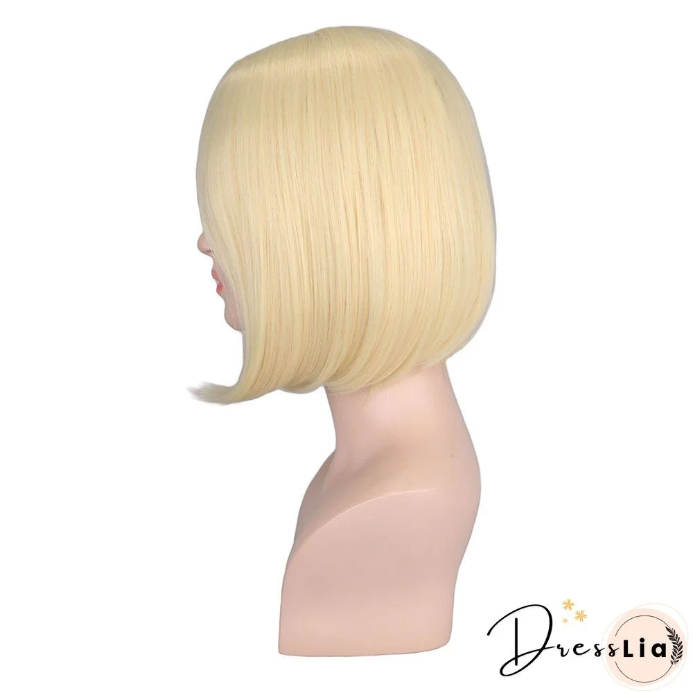 Chemical Fiber High Temperature Silk Women's Medium Split Short Straight Hair