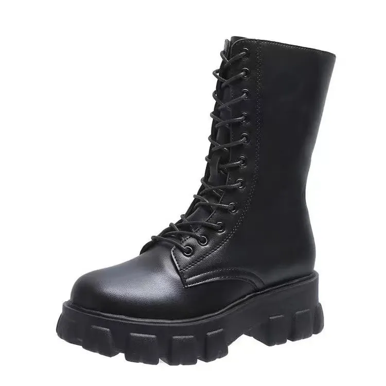 Churchf Churchf Tube With Martin Boots Women 2023 New Autumn Leather Face With Platform Increased Boots Women Platform Locomotive Boots Women