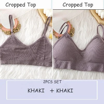 Women Tank Crop Top Seamless Underwear Crop Tops Sexy Lingerie Backless Bra Push Up Bralette Brassiere Intimate Camisole Femme