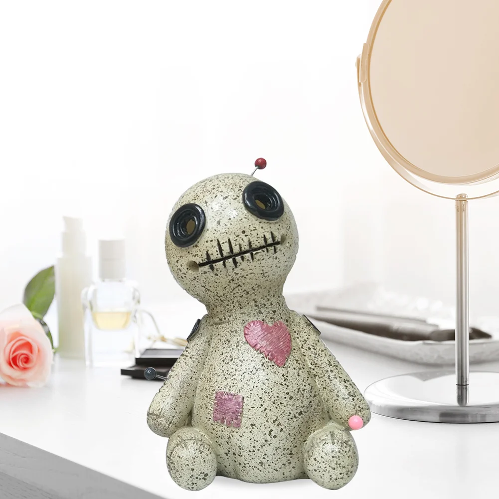 Cartoon Sprayable Voodoo Doll Incense Burner Resin Cursed Dolls Prop (A)