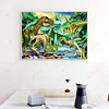 Diamond Painting-DIY Full Drill Round Beads Dinosaurs near River