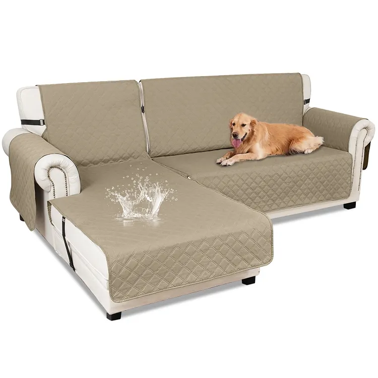 Sanmadrola Waterproof Couch Cover L Shape Sofa Covers Chaise Lounge Slip Cover Reversible Furniture Protector Cover for Pets Kids Children Dog Cat