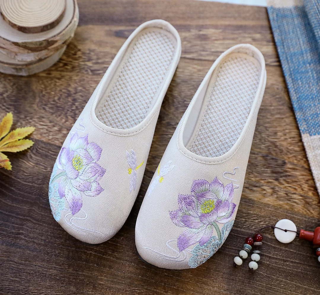 Colourp Colourp Single Slippers / Woolen Cotton Slippers Hanfu Shoes Women Embroidered Cloth Shoes Woolen Cotton Slippers