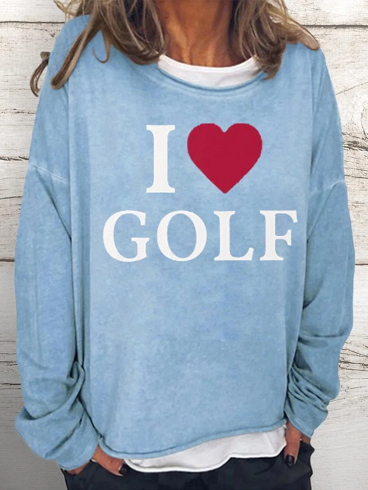 I Love Golf Women Loose Sweatshirt-Annaletters