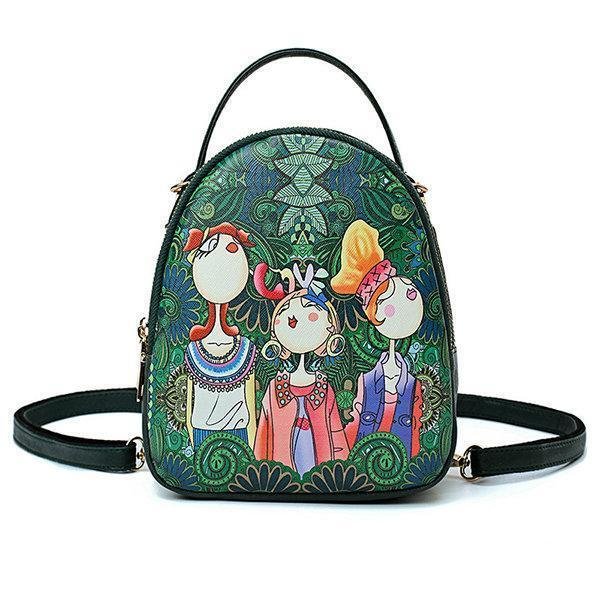 Forest Print Bohemian Multi-function Backpack Travel Crossbody Bag - Chicaggo