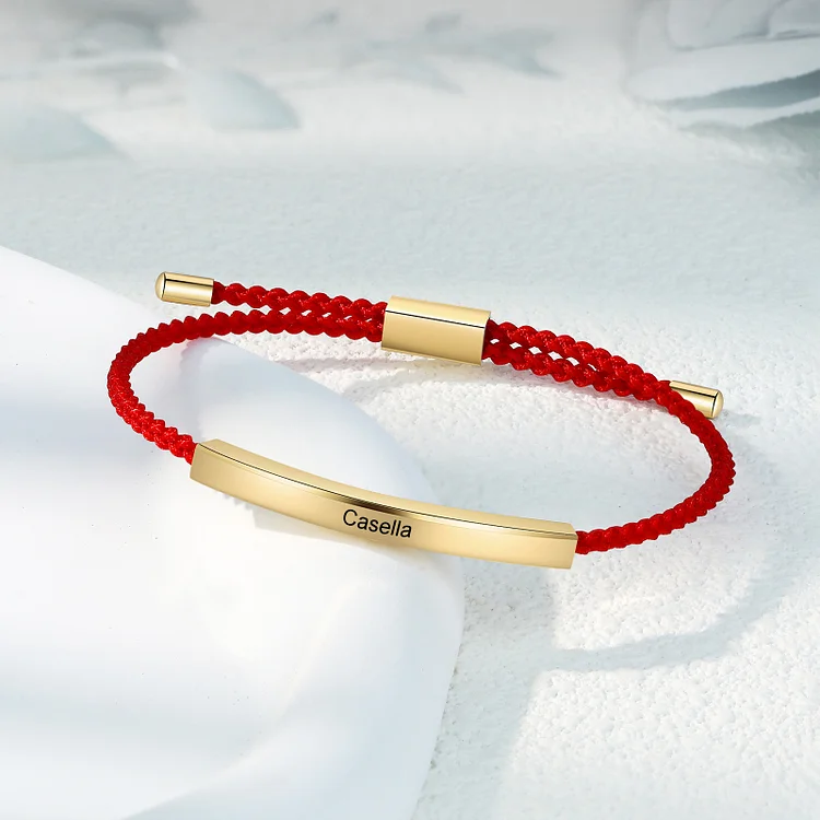 Personalized Braided Rope Bracelet Custom Name & Text Bar Bracelet for Her/Him