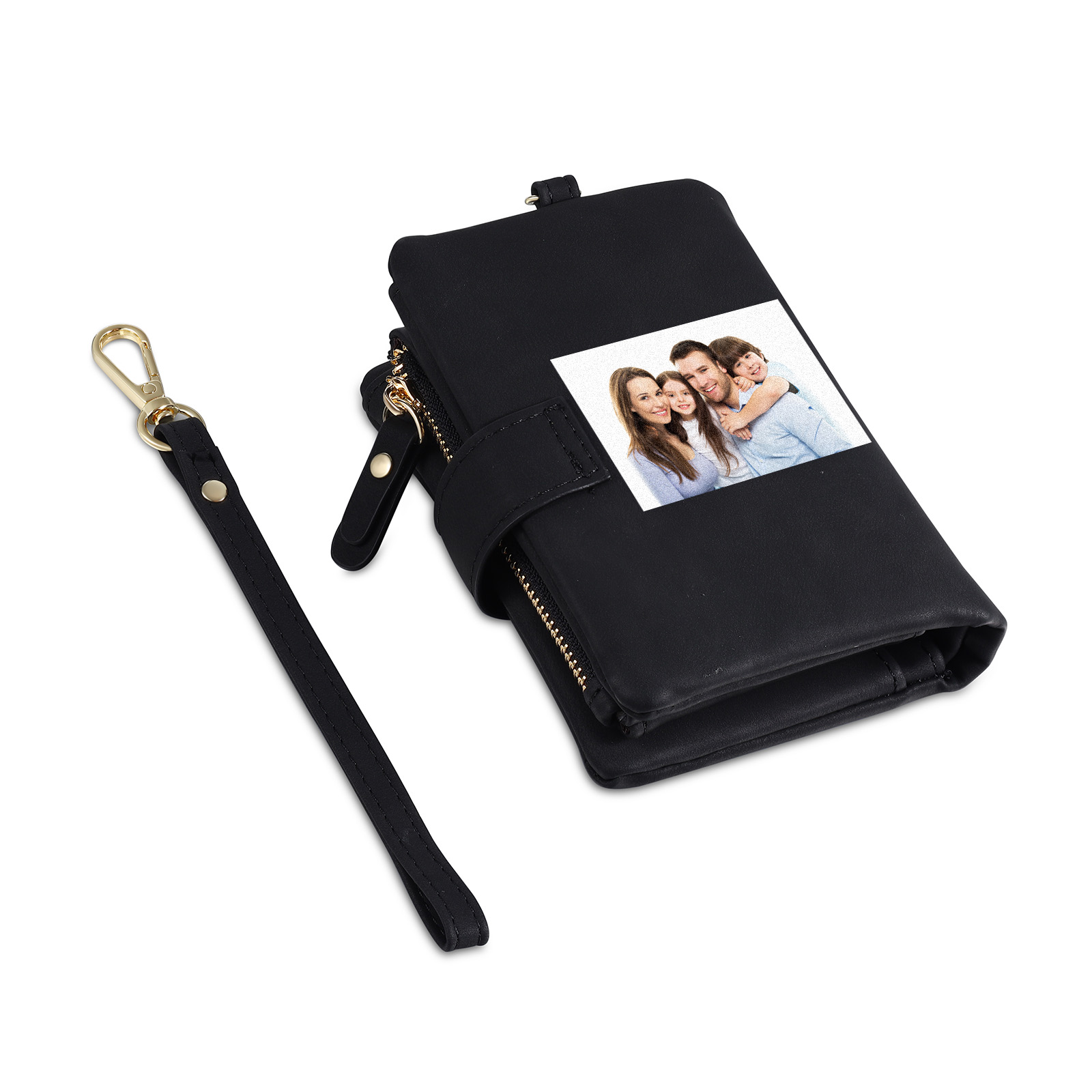 Portafoglio in PU pelle con 4 nomi & 2 testi & 1 foto personalizzati per mamma