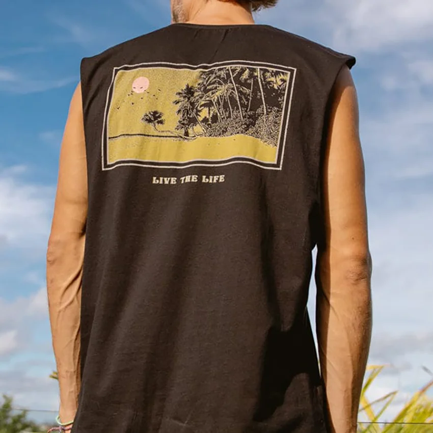 Men's Casual Live The Life Graphic Tank Top