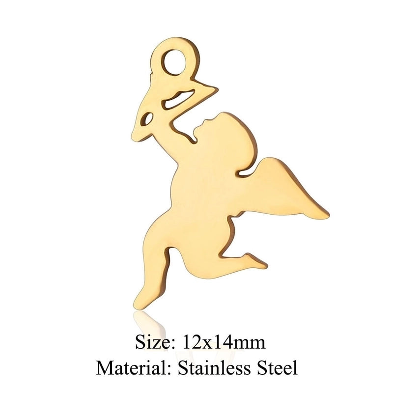 5 Pieces Stainless Steel 18K Gold Plated Angel Wings