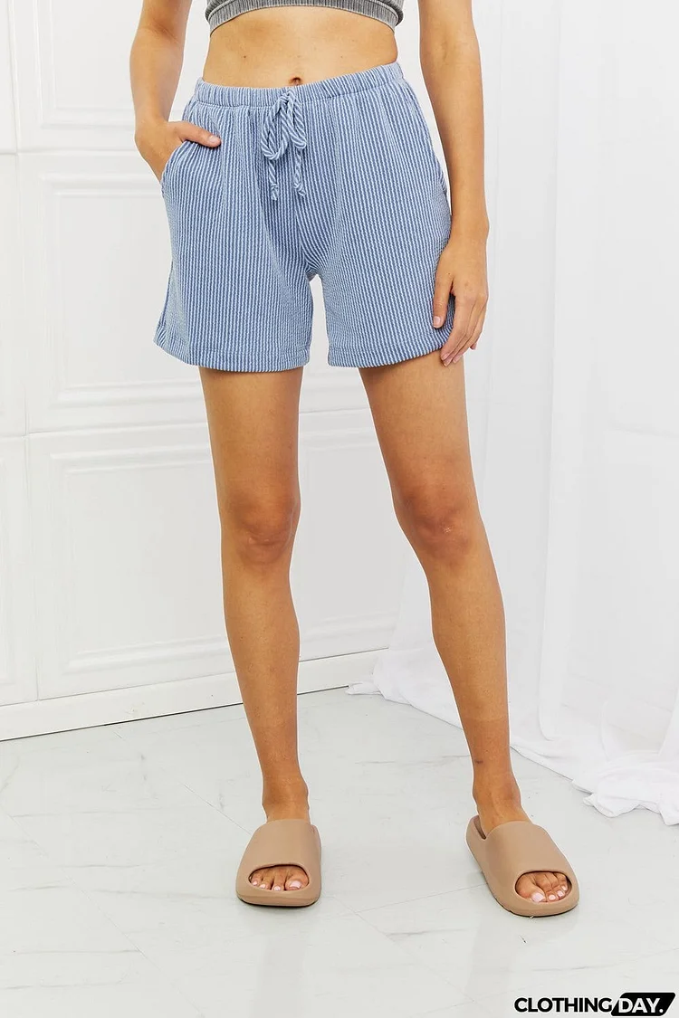 Blumin Apparel Too Good Full Size Ribbed Shorts in Misty Blue