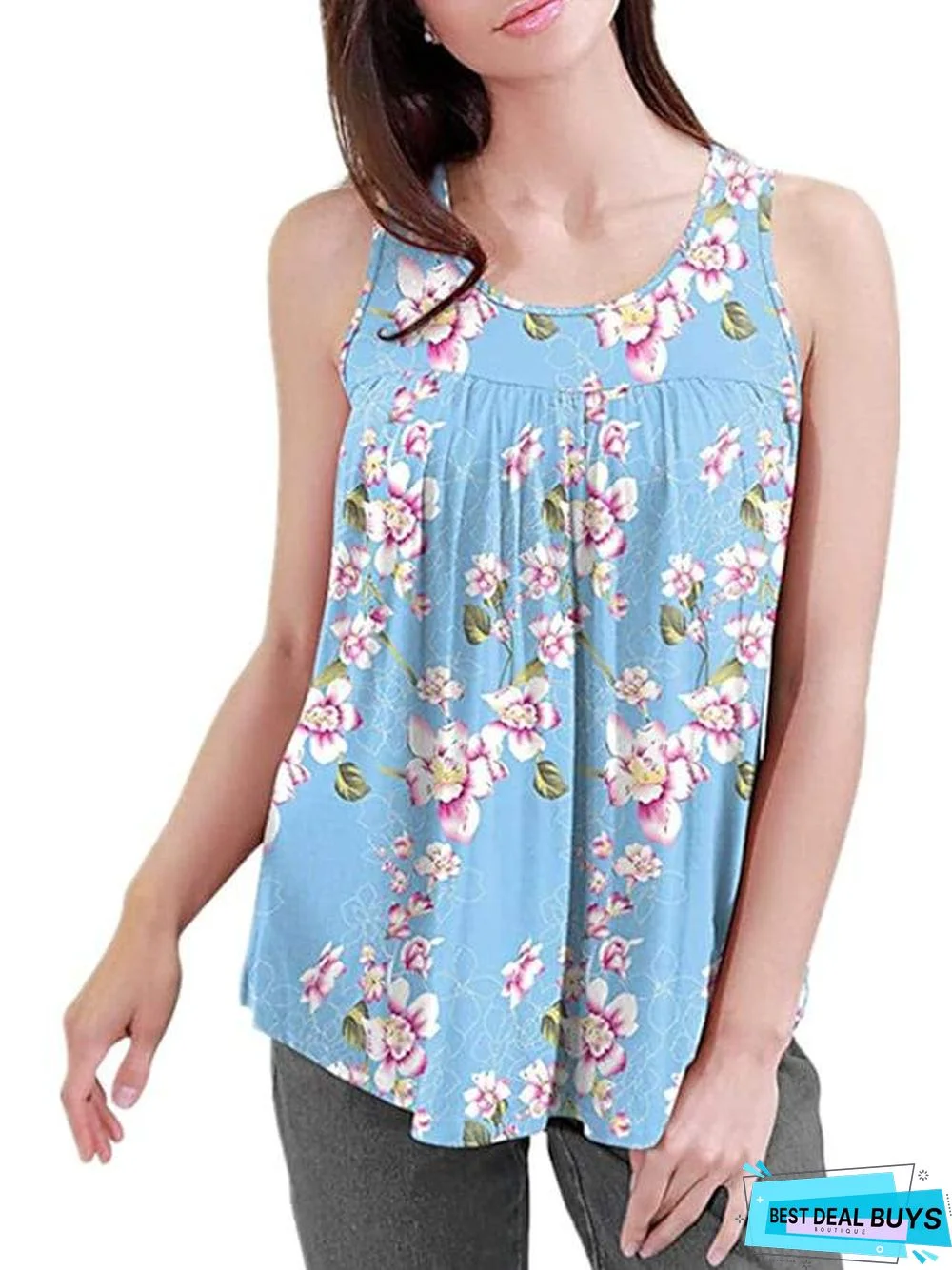 Women's Tank Top Graphic Print U Neck Tops Basic Top White Blue Wine