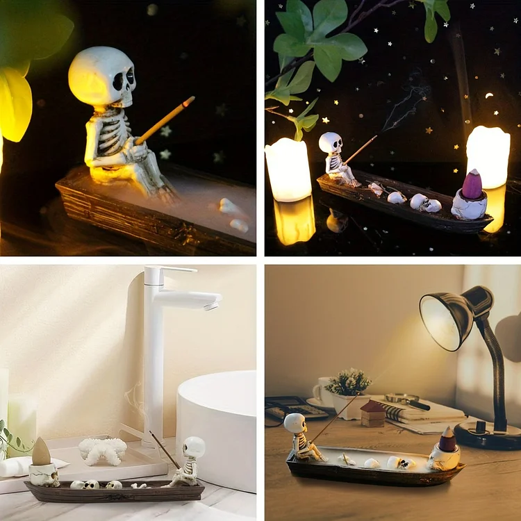 Skeleton Ship Incense Holder Set