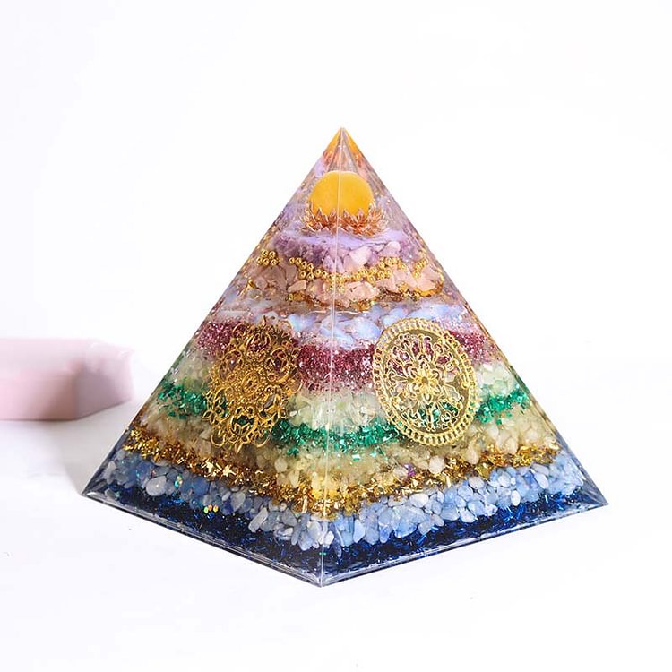 Natural Crystal Lotus Orgone Pyramid