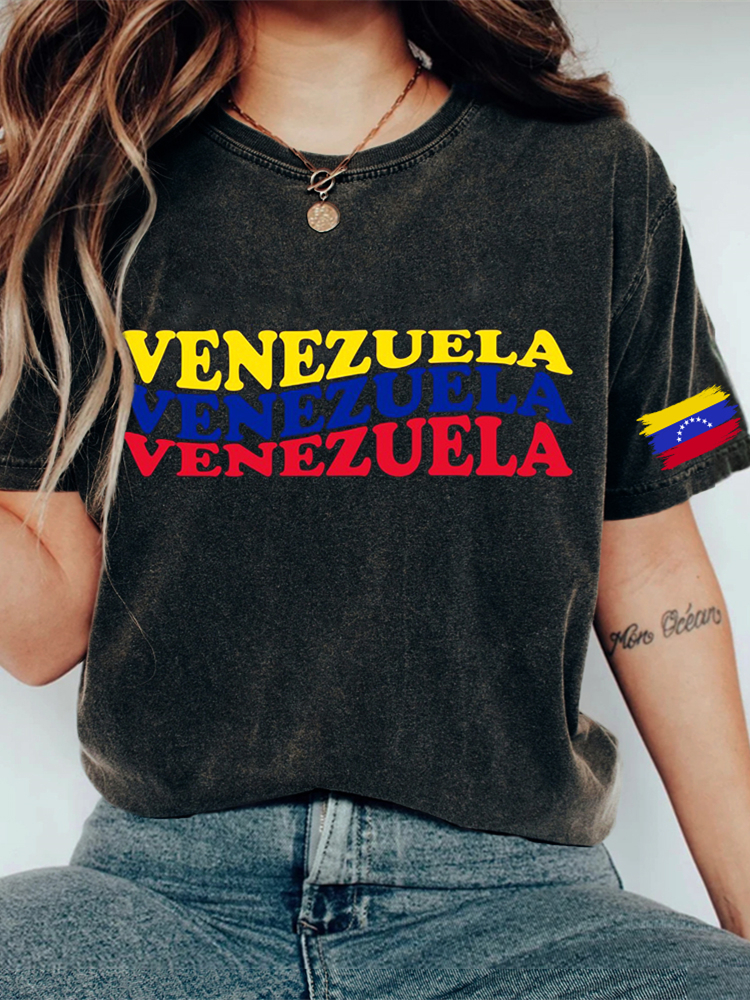 Venezuela Flag Colorful Graphic Vintage Washed T Shirt artswardrobe