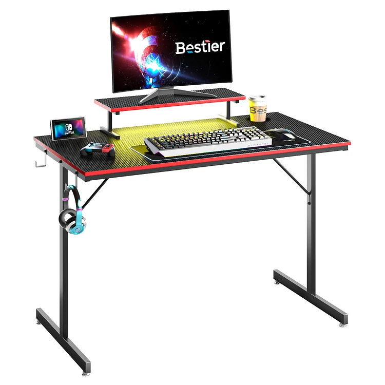 Bestier Reversible 44 inch Computer Desk with LED Lights Gaming