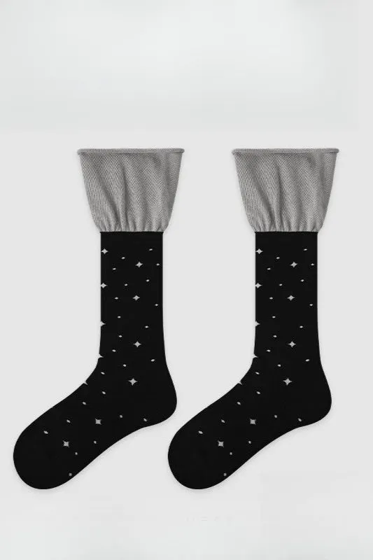 Edgy Harajuku Letter Slouchy Mid-Calf Socks