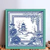 (Stamped/Counted) Orchid Porcelain Scenery-14CT Cross Stitch 40*40cm/15.75*15.75in