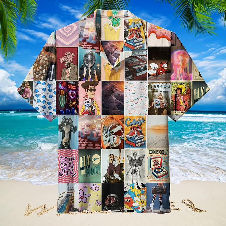 Mixed Retro Puzzle|Unisex Hawaiian Shirt