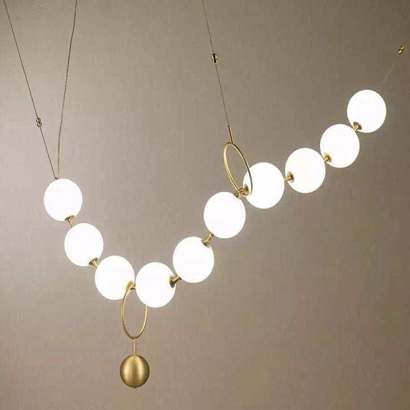 Postmodern Loft Glass Ball Pendant Lamp Creative Necklace Design Restaurant Hall Led Lights Decro Suspension Light Fixtures