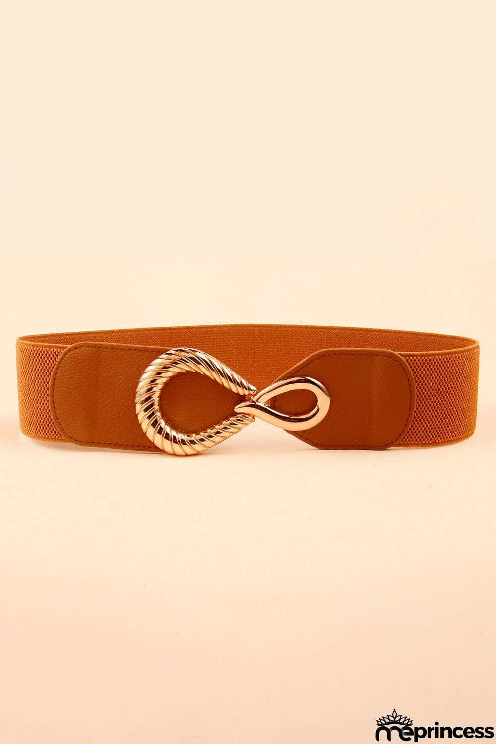 Ribbed Alloy Buckle Elastic Belt