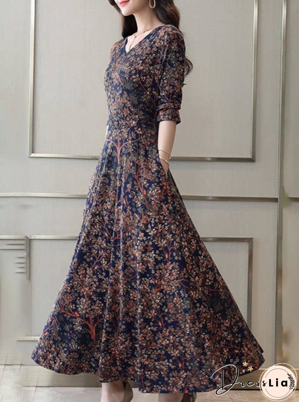 Long sleeve plus size dress