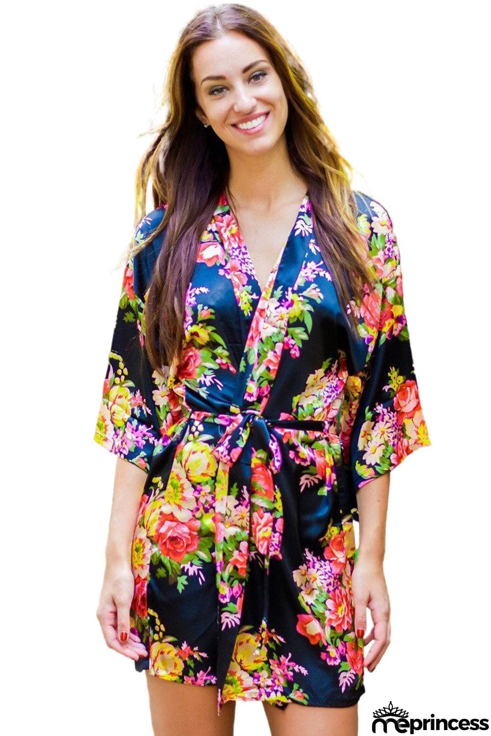 Floral Bundles Robe with Belt