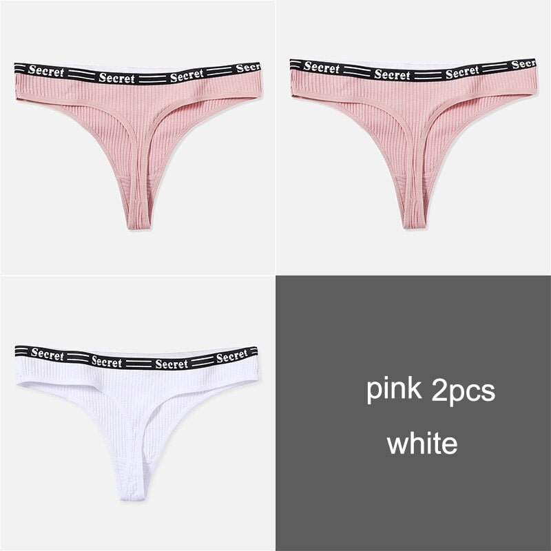 3PCS/Set Women Cotton Panties Thong Underwear G-String Underpants Sexy Briefs Lingerie Female Letter Embroidery Low Waist Pantys