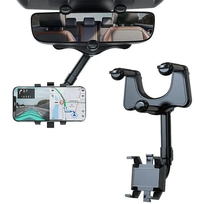Phone Holder 360 Degree Rotated Rear View Mirror Phone Holder, Rearview Mirror Car Phone Holder