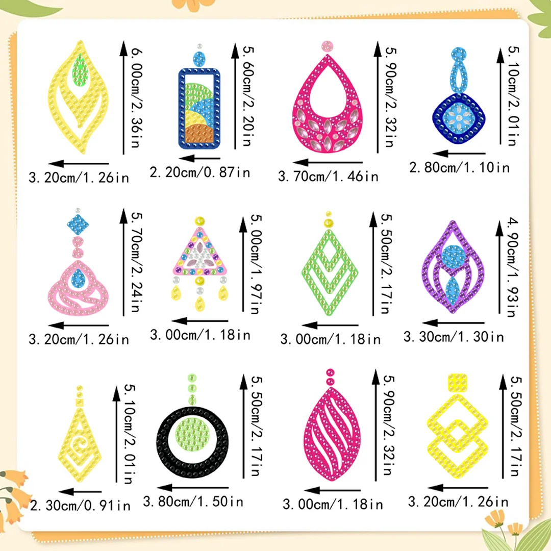 12 Pairs Special Diamond Painting Earrings DIY Diamond Art Earrings for Adults