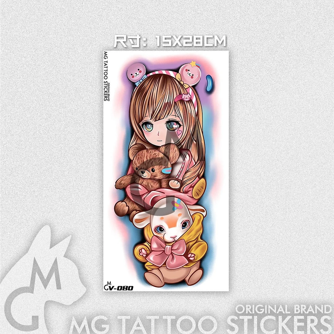 Japanese Dark Comics Evil Kawakami Tomie Double-sided Girl Waterproof Temporary Fake Tattoo Sticker Sleeve Anime Tattoo