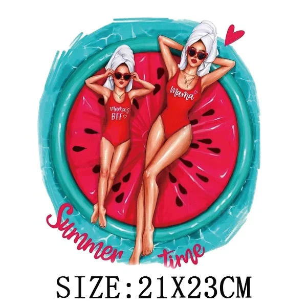 Mom&Baby Heat Sticker On T-shirt DIY Washable Iron On Transfer For Clothing Lovely Design On Clothes Patches Applique Decoration