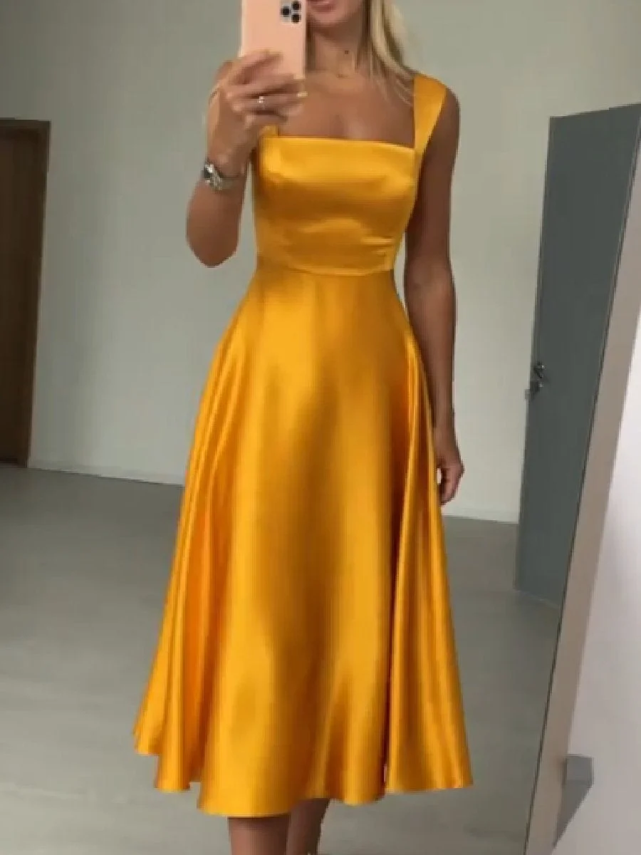 Simple Sling Satin Dress