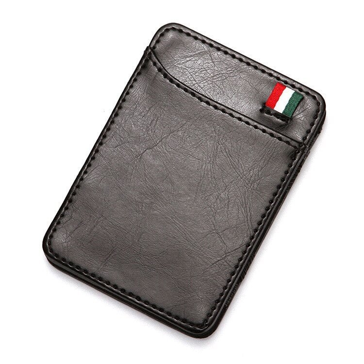 New Fashion Solid Mini Leather Magic Wallet Men Small Money Clips Bank Credit Card Purse ID Cash Holder For Man