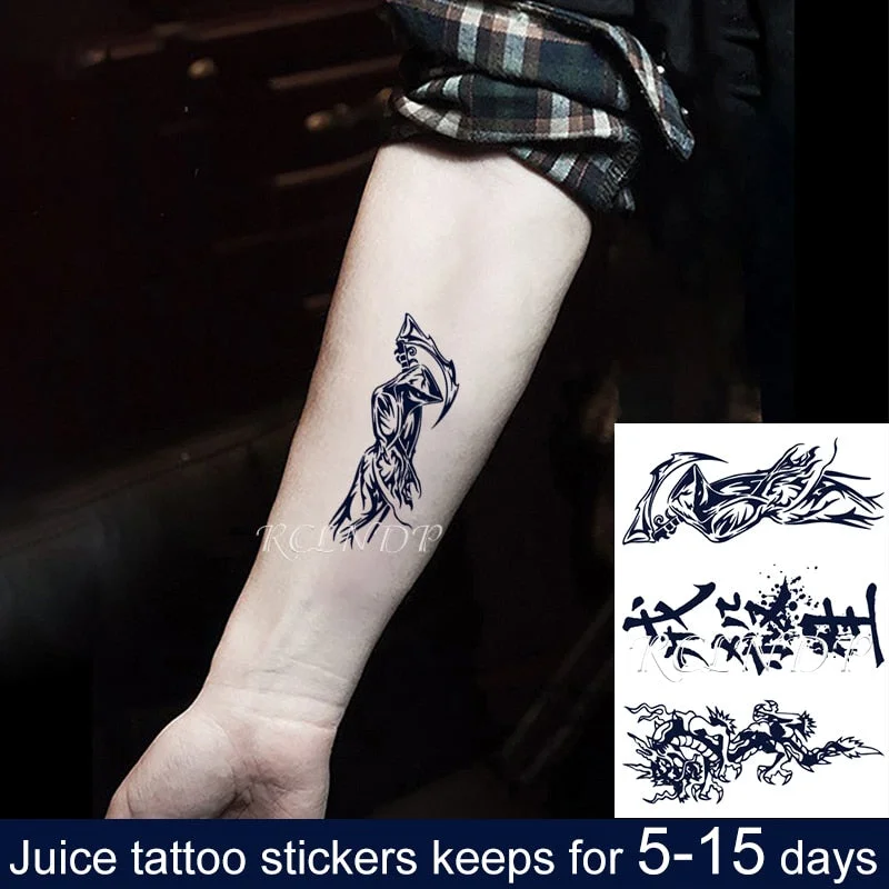 Waterproof Temporary Juice Ink Tattoo Sticker Star Circle Totem Patterns Fruit Gel Long Lasting Art for Men Women