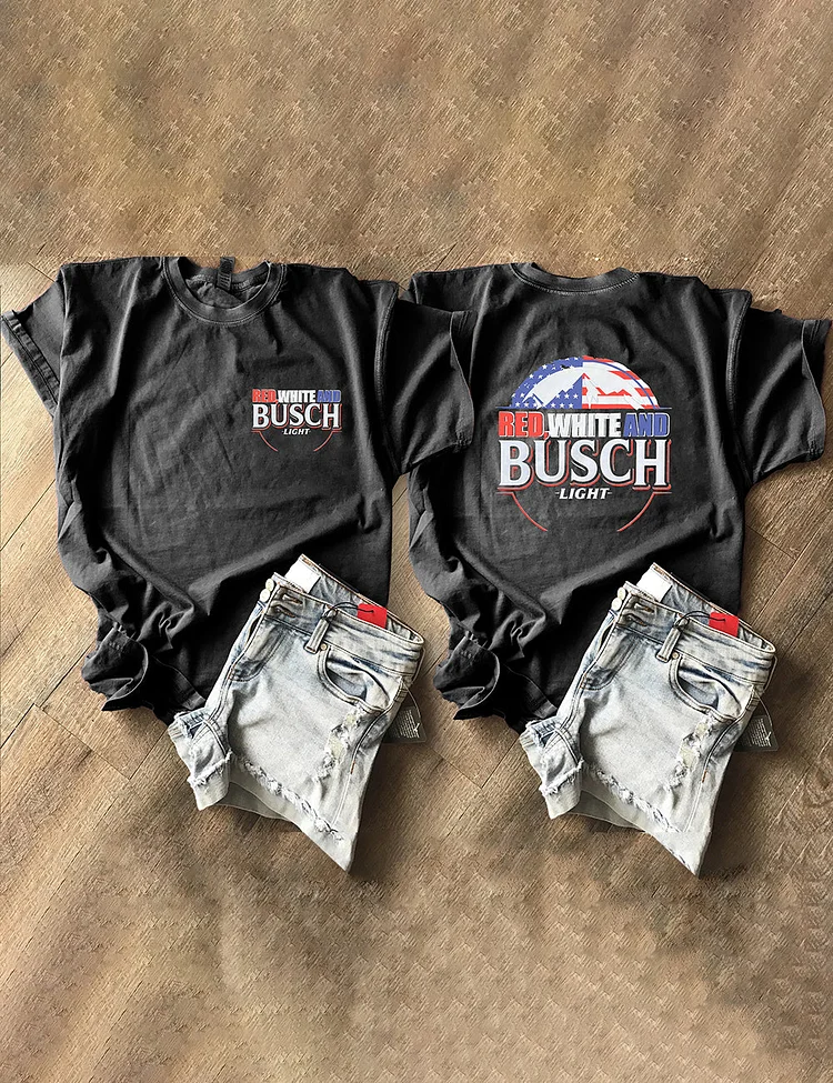 Red White Busch Light Tee