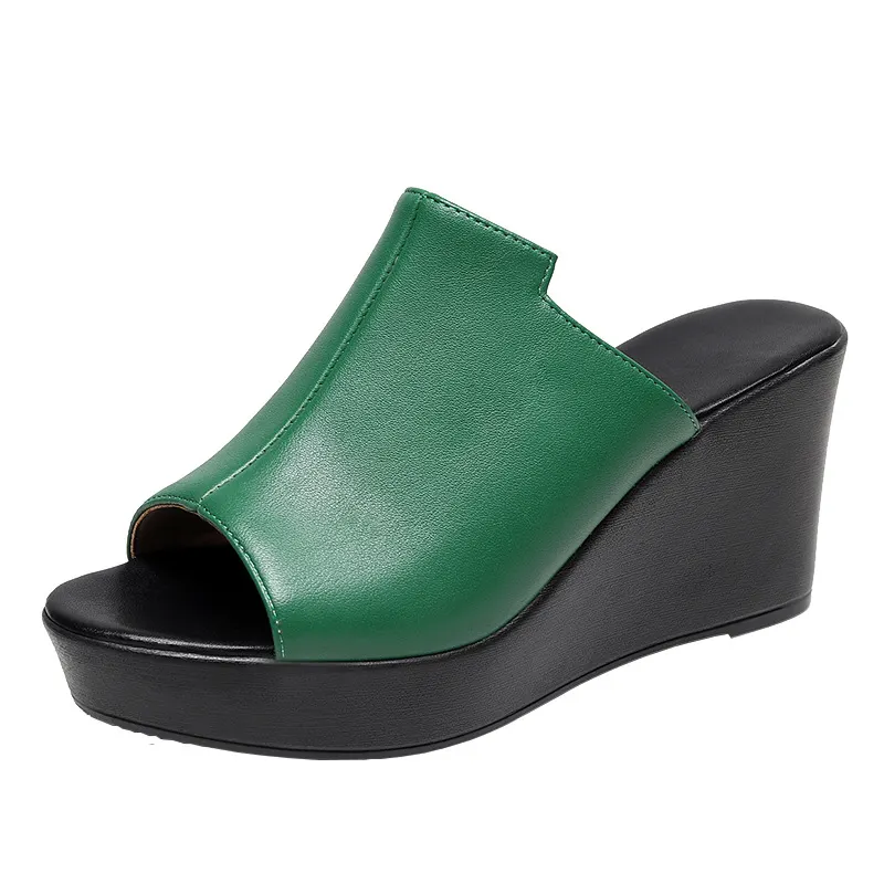 Breakj Breakj Comfortable Outside Slope And Slippers Women's Summer Fashion High-Heeling Waterproof Table Thick Bottom Pine Cake Cool Drag And Word Drag