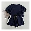 Fashion Clothes Women Summer Short Sleeve T Shirts With Mini Shorts Stretch High Waist Loose Style Two Pieces Sets