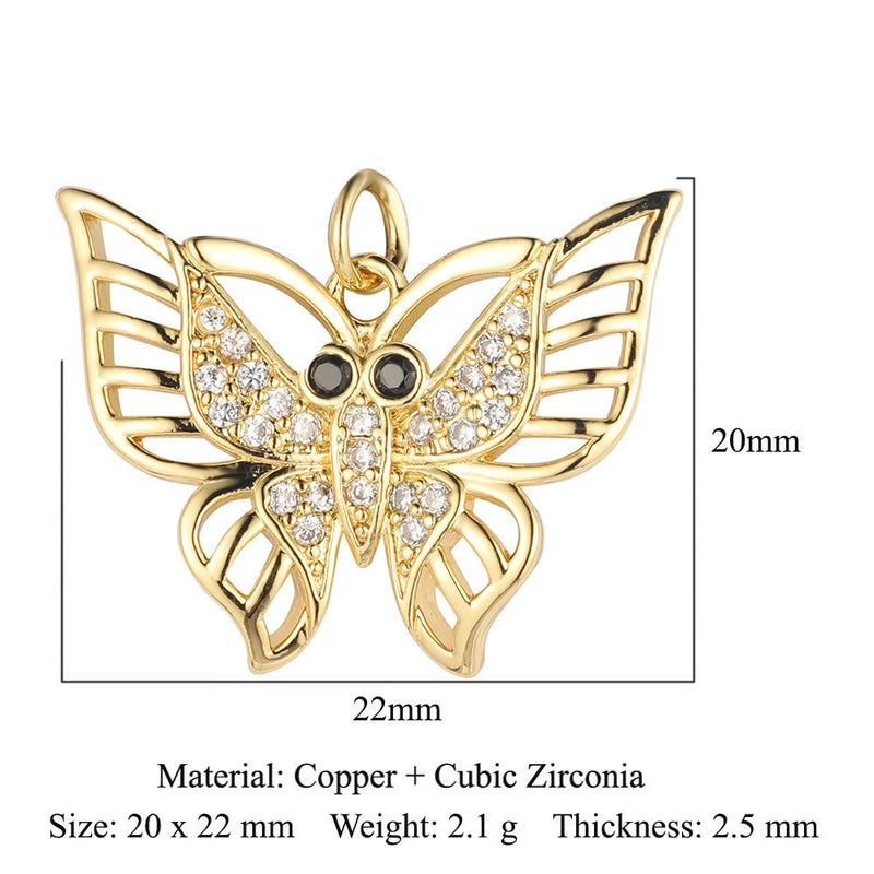 1 Piece Copper Zircon 18K Gold Plated Fox Mermaid