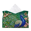 Diamond Art Tissue Box Cover DIY PU Desktop Organizer Large(peacock)