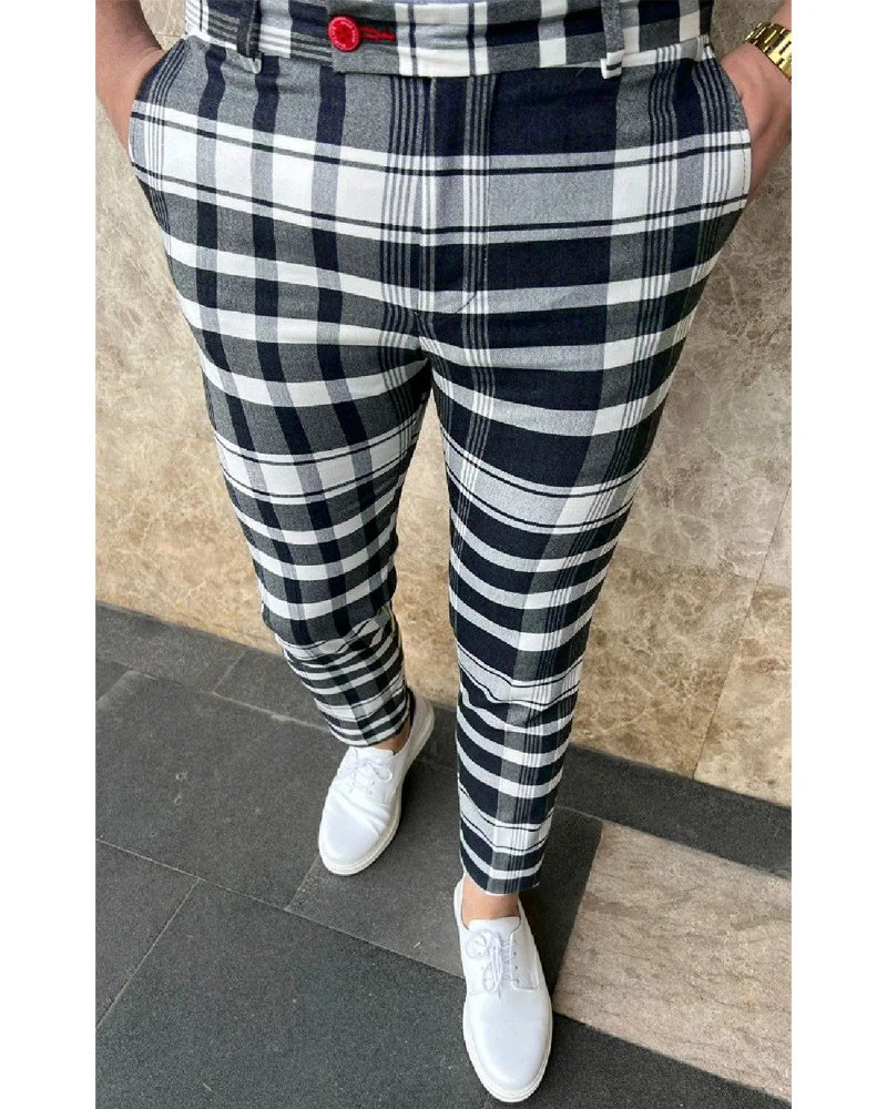 Men‘s Retro Plaid Printed Trousers