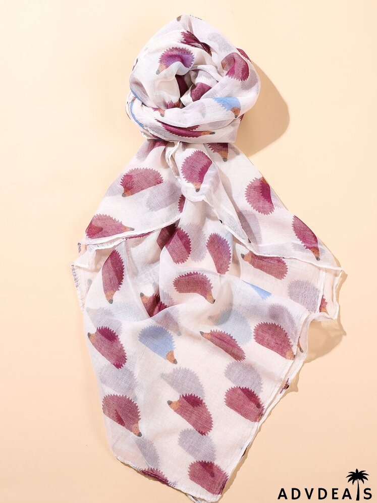 Cartoon Hedgehog Graphic Scarf