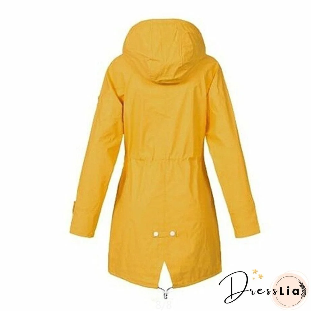 Women Fashion All Seasons Outdoor Waterproof Rain Jacket Casual Loose Plus Size Hooded Windproof Coat Climbing Windbreaker Jacket S-5XL